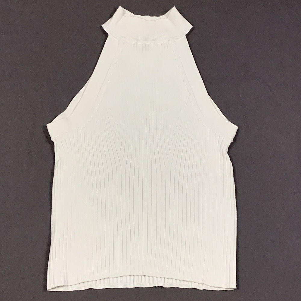 Banana Republic Top Women’s XS White Knit Tank Halter Neck Sleeveless Solid